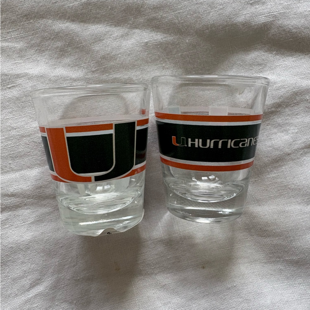University of miami Hurricane Logo Shot Glasses